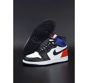 Кроссовки Nike Air Jordan высокие белые с черным красные синие
