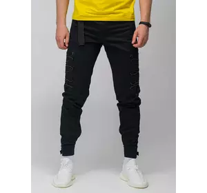 Штани карго Satoshi чорні з рефлективом на липучці Custom Wear XL
